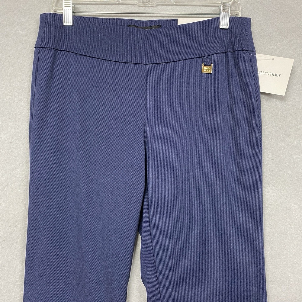Ellen Tracy Women 10P Dress Pants Blue Slimming Bootcut Pull On EPPF67328